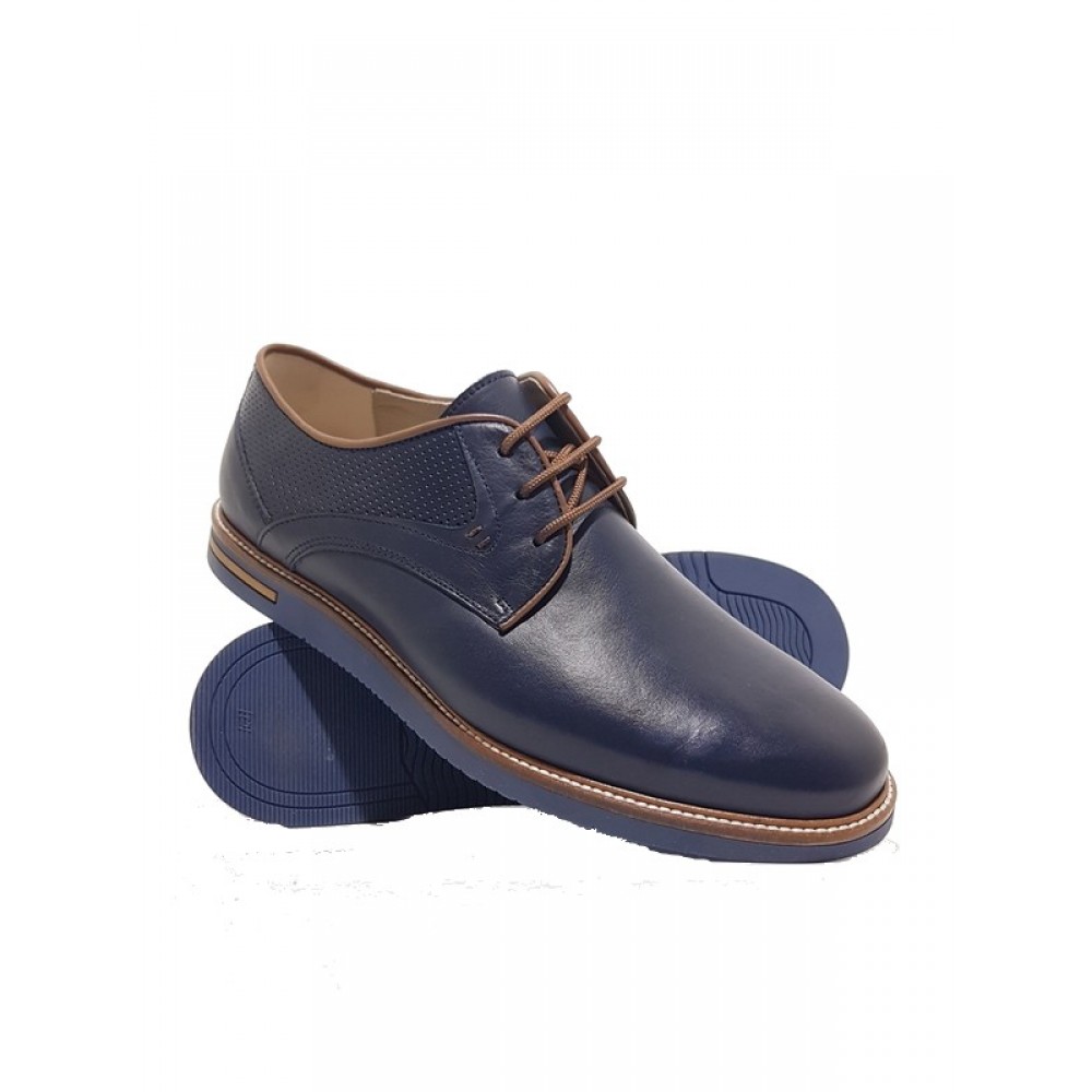 MEN OXFORD SOFTIES 6997-1530 BLUE LEATHER