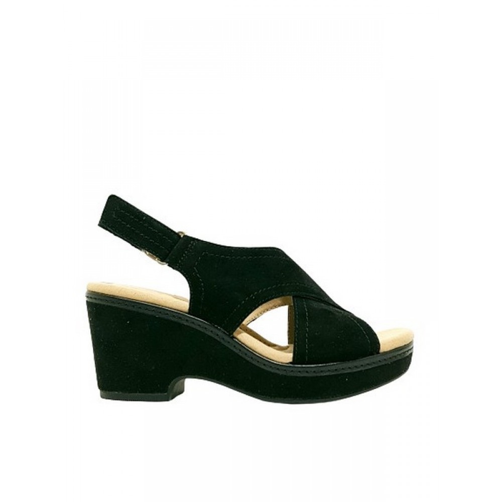 WOMEN PLATFORM CLARKS GISELLE COVE BLACK SUEDE