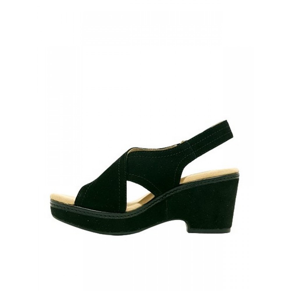 WOMEN PLATFORM CLARKS GISELLE COVE BLACK SUEDE