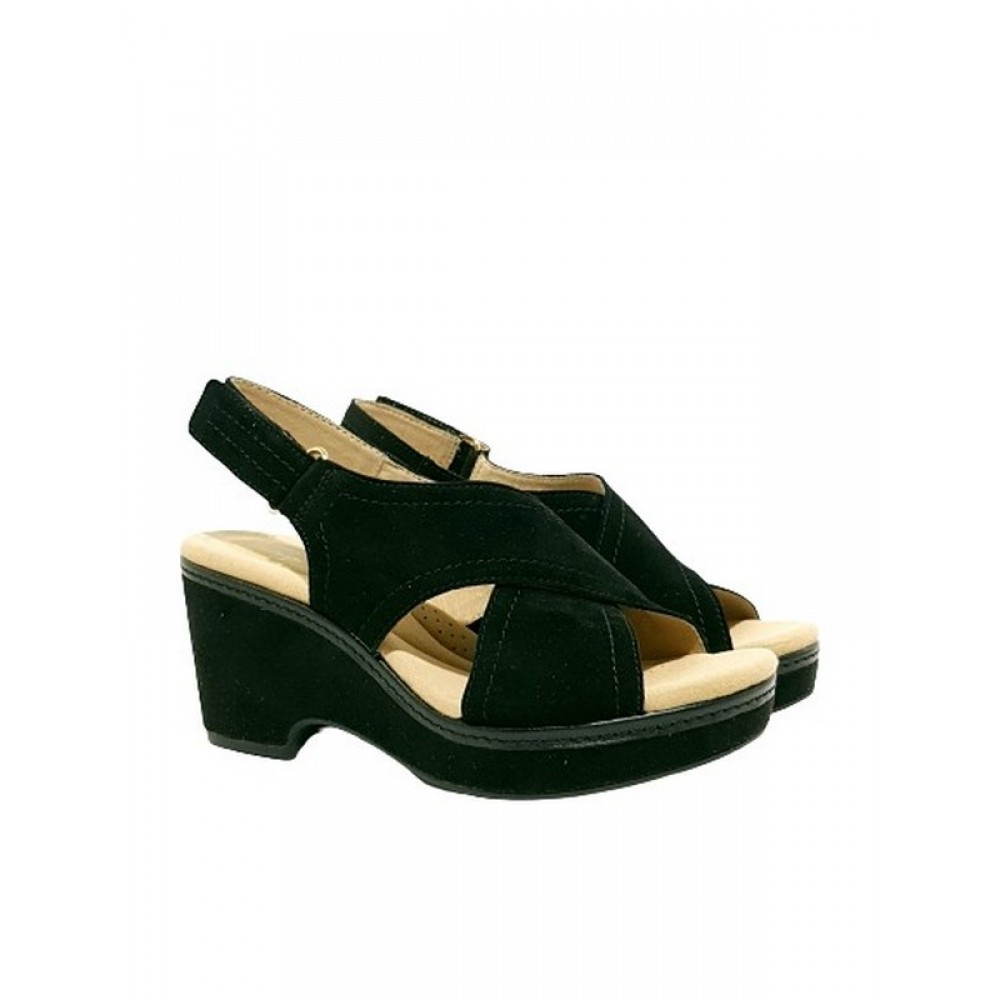 WOMEN PLATFORM CLARKS GISELLE COVE BLACK SUEDE