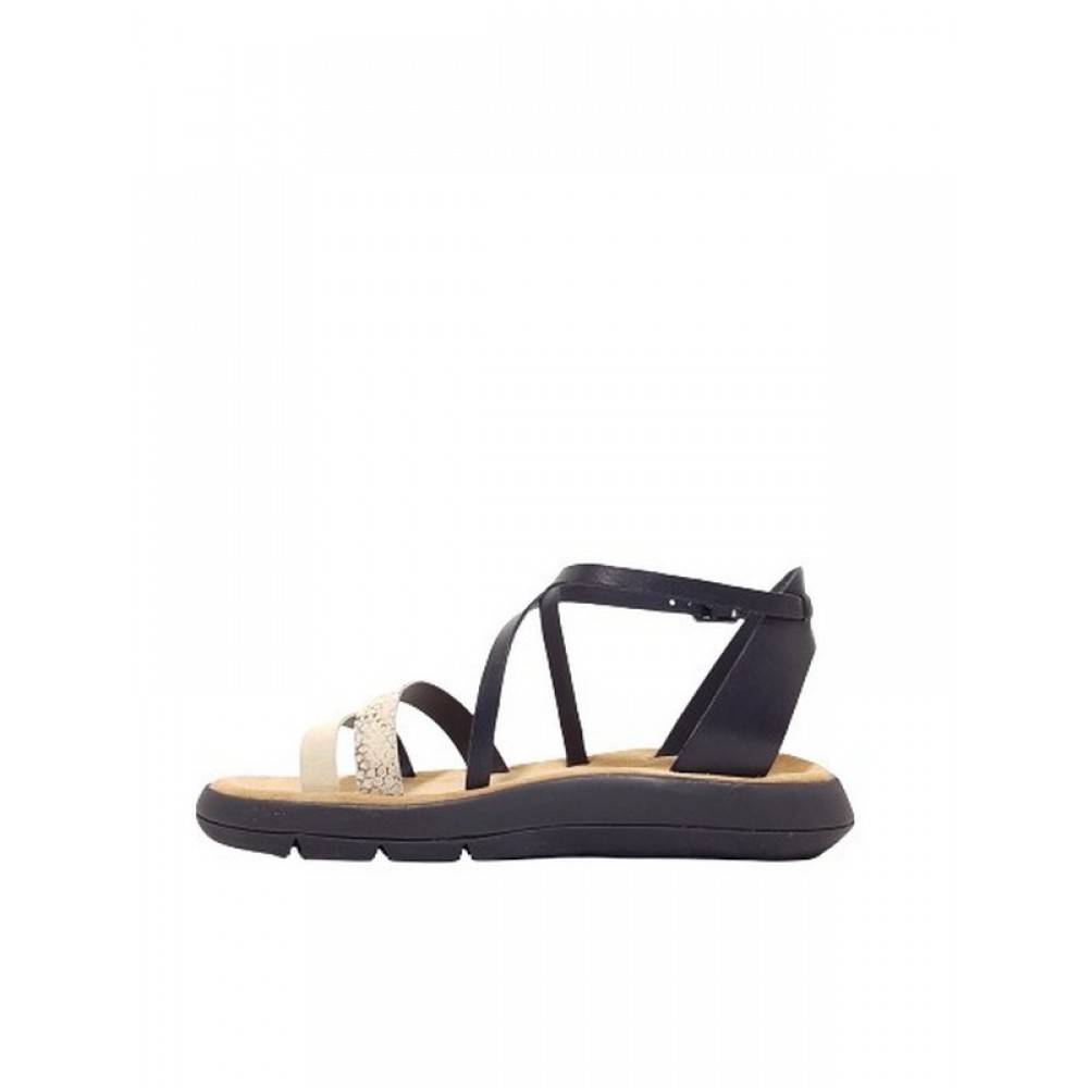 WOMEN SANDAL CLARKS JEMSA STRAP BLACK-BEIGE LEATHER