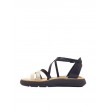 WOMEN SANDAL CLARKS JEMSA STRAP BLACK-BEIGE LEATHER