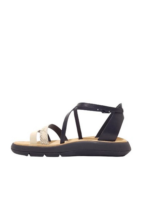 WOMEN SANDAL CLARKS JEMSA STRAP BLACK-BEIGE LEATHER