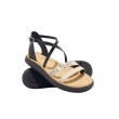 WOMEN SANDAL CLARKS JEMSA STRAP BLACK-BEIGE LEATHER