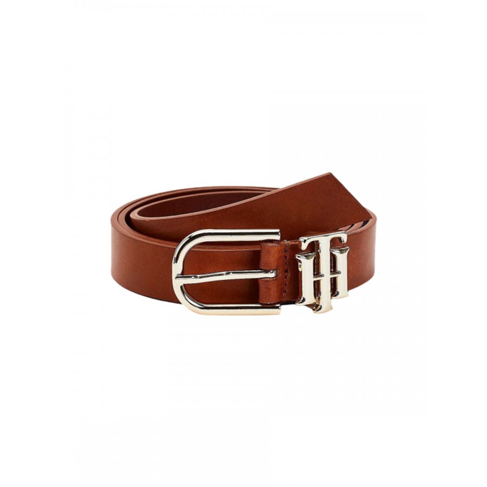 Women\'s Belt Tommy Hilfiger Th Lux Logo 3.0 AW0AW09821-GB8 Brown Leather