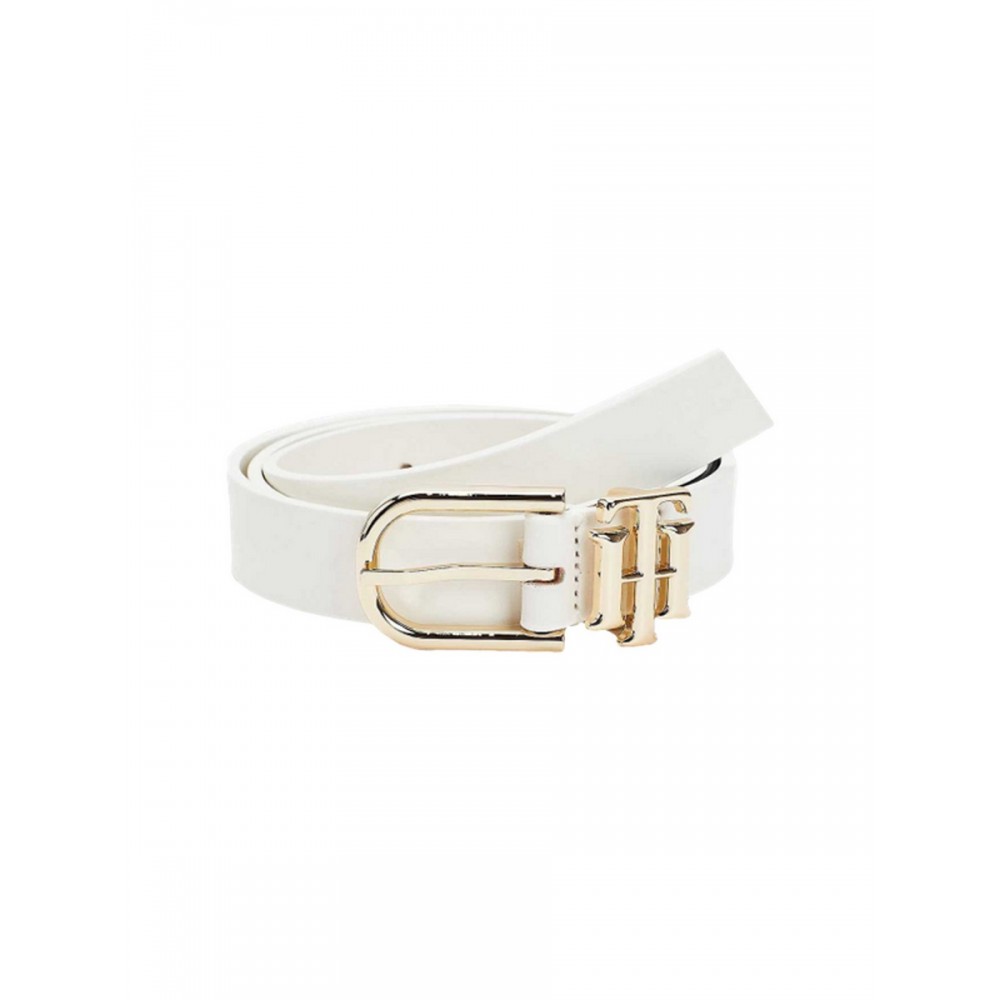 Women Belt Tommy Hilfiger Th Lux Logo 3.0 AW0AW09821-YCF White Leather