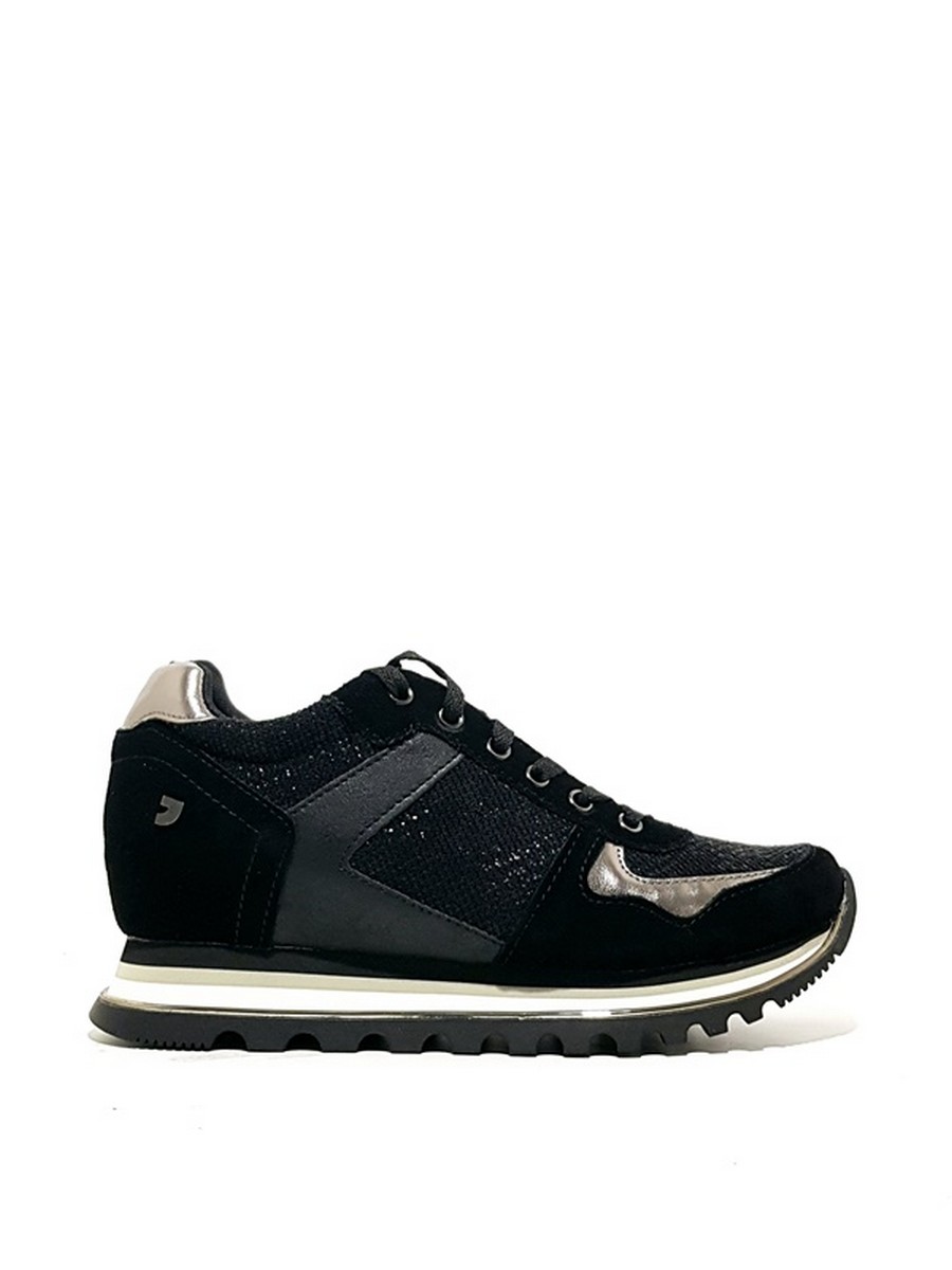 WOMEN SNEAKER GIOSEPPO 60447 GERPINNES BLACK LEATHER - FABRIC