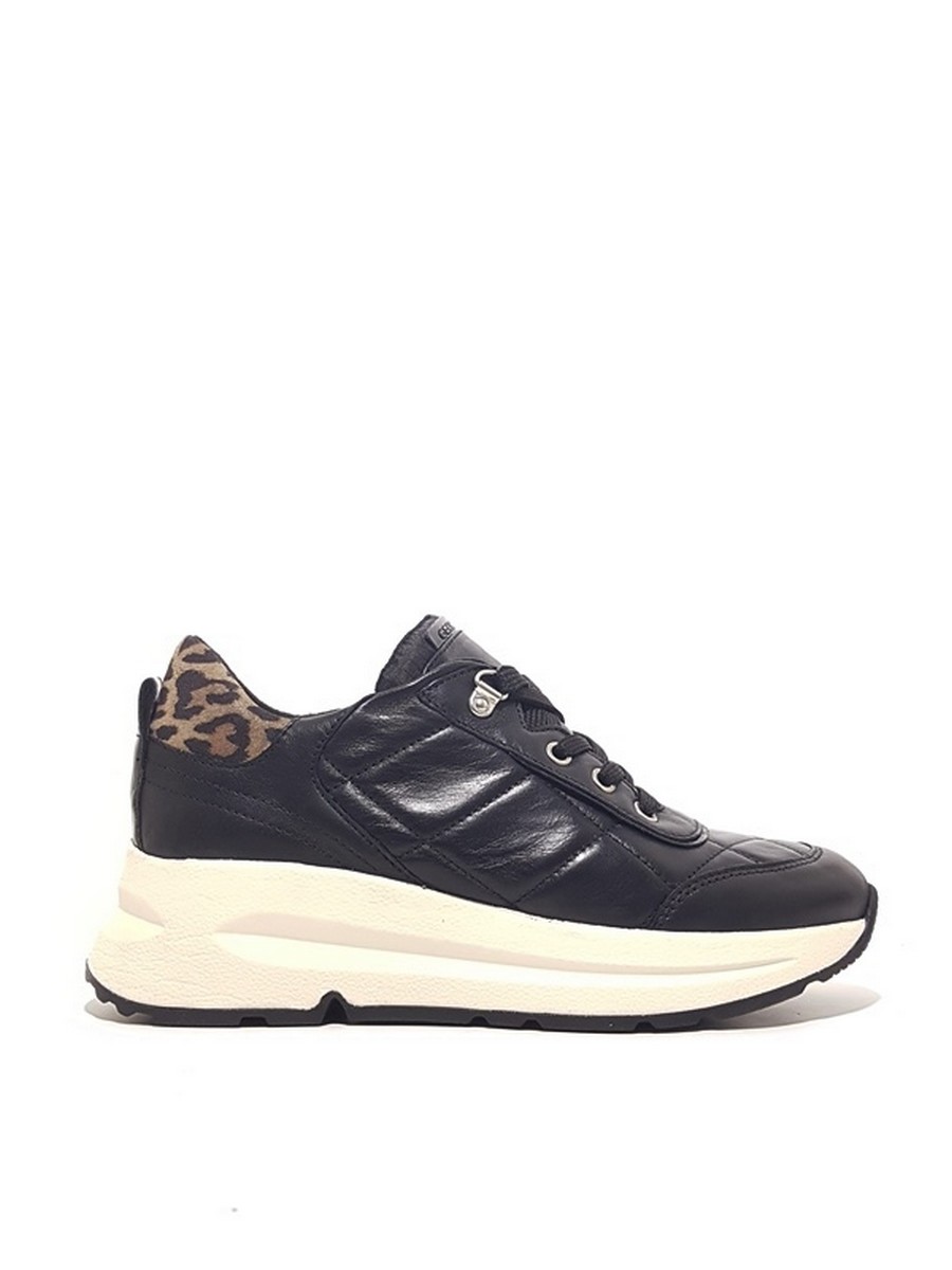 WOMEN SNEAKER GEOX BACKSIE D04FLB BLACK LEATHER R O Z A N A S