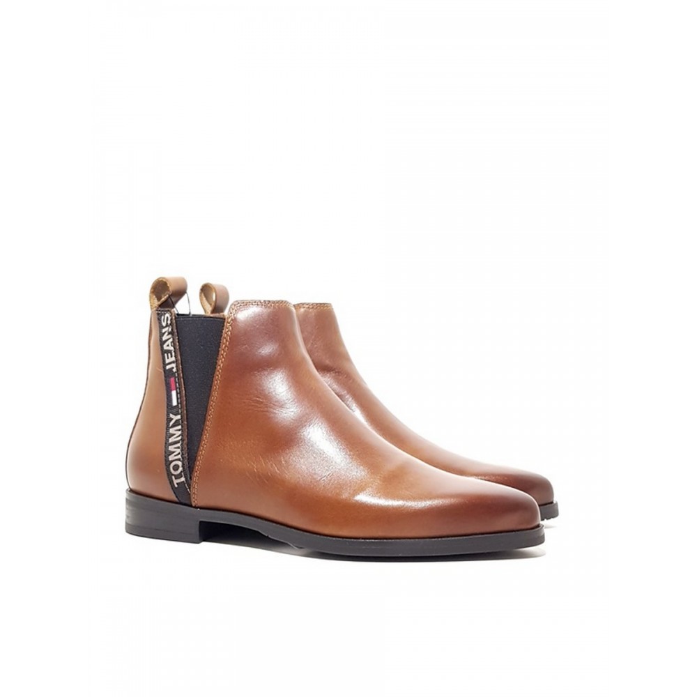 ΓΥΝΑΙΚΕΙΟ ΜΠΟΤΑΚΙ TOMMY HILFIGER ESSENTIAL POINTY CHELSEA BOOT EN0EN01068-GVI ΤΑΜΠΑ ΔΕΡΜΑ