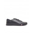 MEN BOOTIES TOMMY HILFIGER CORPORATE LEATHER SNEAKER FM02983-BDS BLACK LEATHER