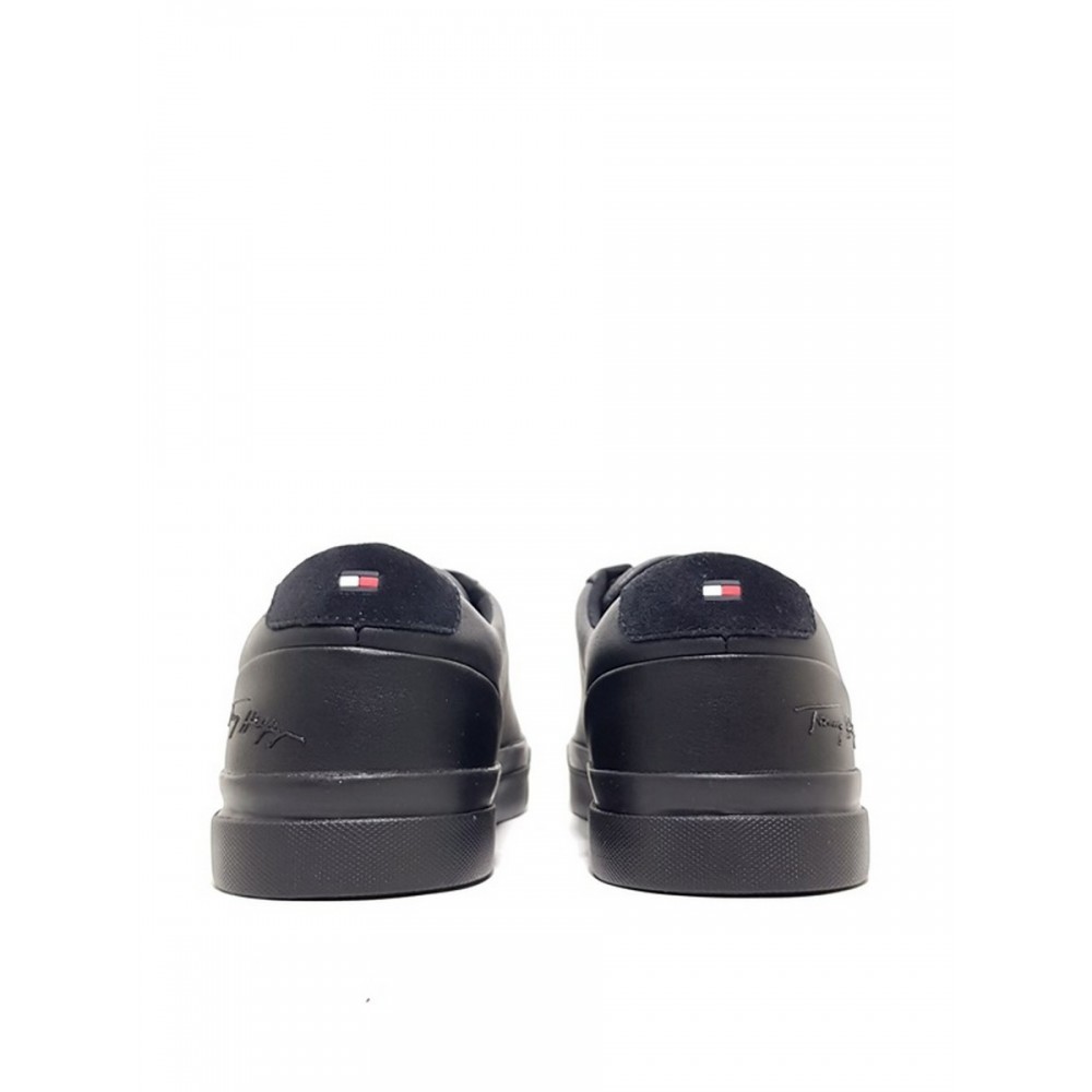 tommy hilfiger corporate leather sneaker black