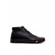 MEN BOOTIES TOMMY HILFIGER CORPORATE LEATHER SNEAKER HIGH FM02984-BDS BLACK LEATHER