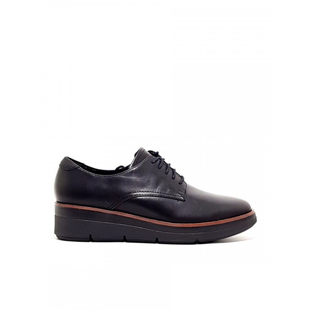 WOMEN OXFORD CLARKS SHAYLIN LACE BLACK LEATHER