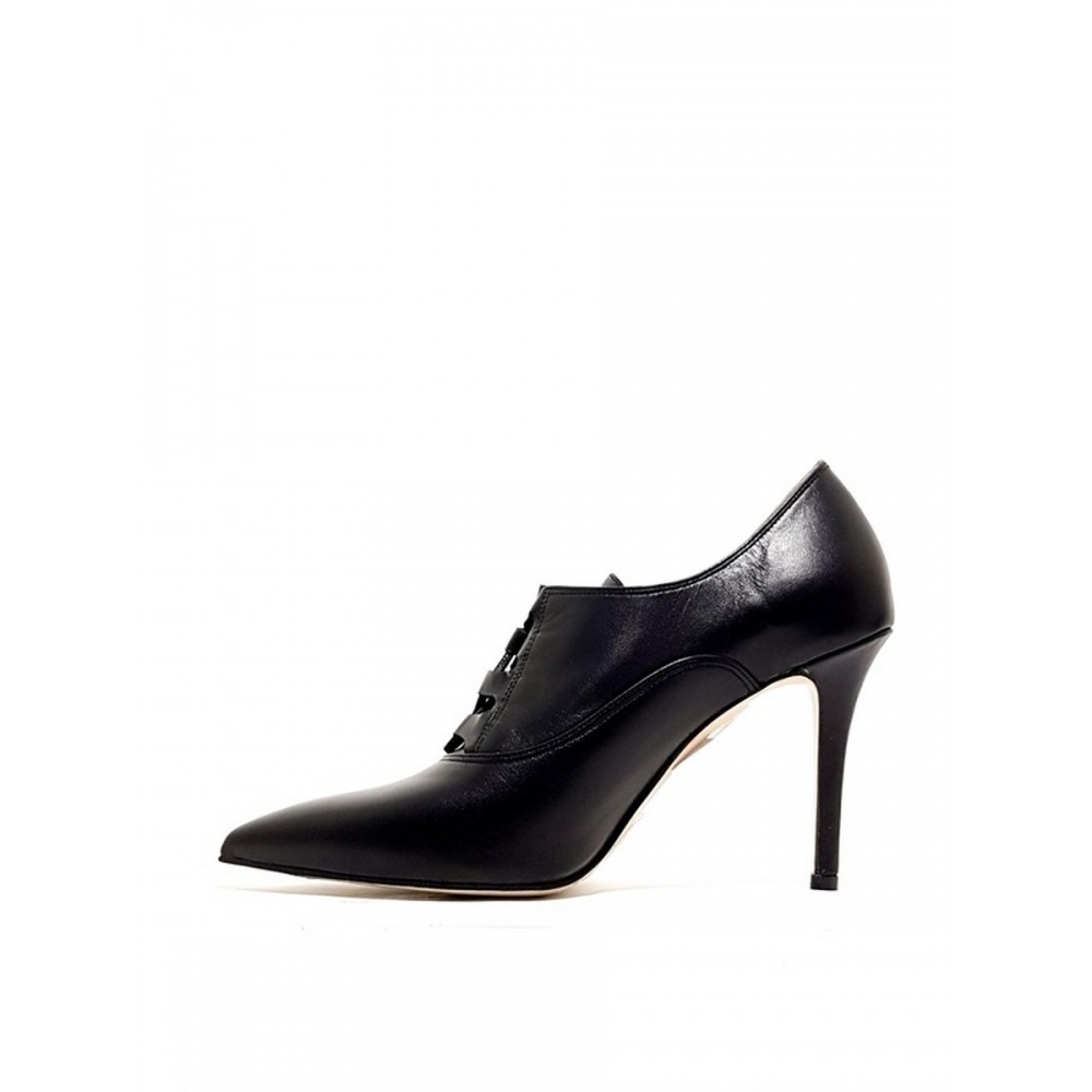 WOMEN OXFORD HEEL MOYRTZI 85318 BLACK LEATHER