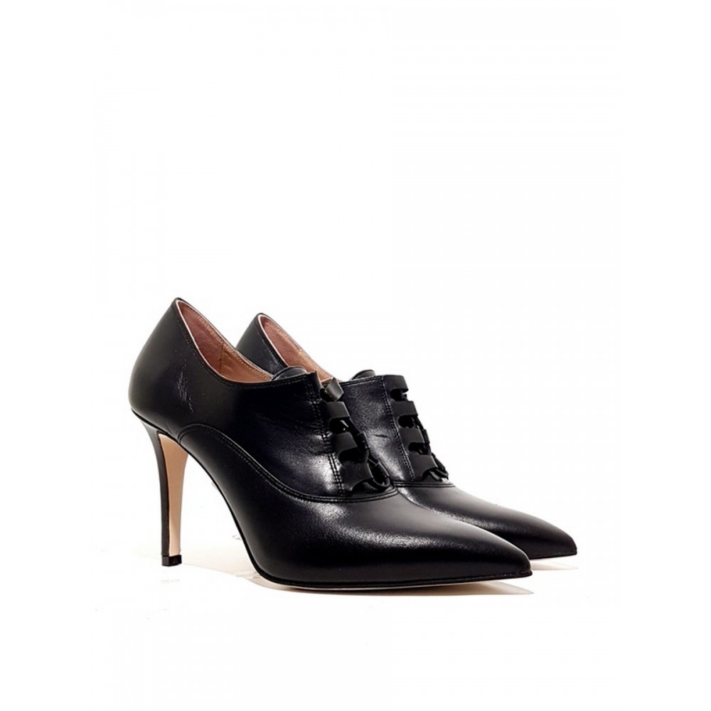 WOMEN OXFORD HEEL MOYRTZI 85318 BLACK LEATHER