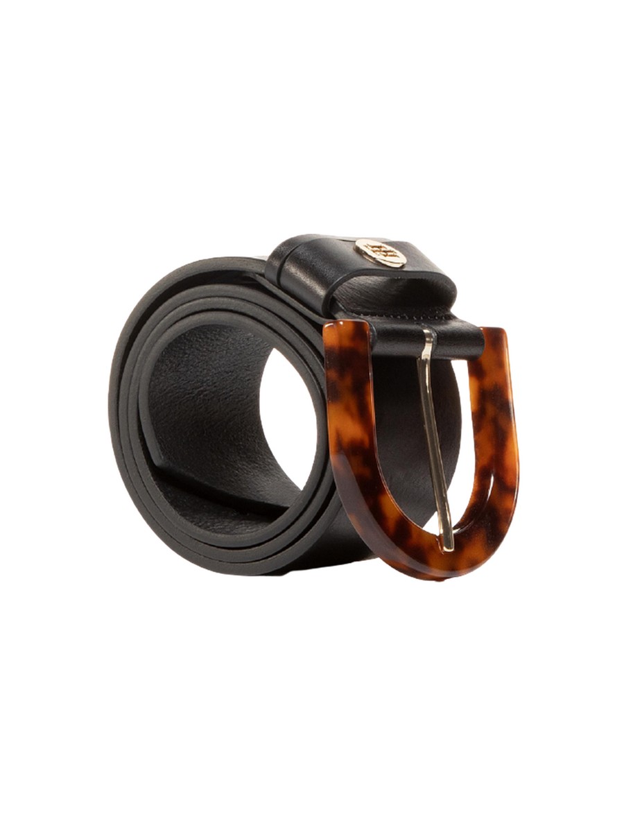 ΓΥΝΑΙΚΕΙΑ ΖΩΝΗ TOMMY HILFIGER CLASSIC BELT HIGH WAIST 5.0 AW0AW08930-BDS ΜΑΥΡΟ ΔΕΡΜΑ