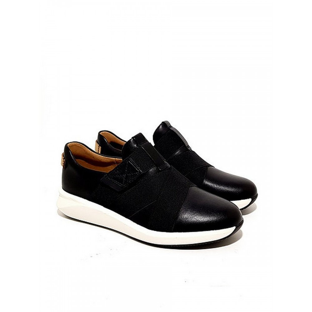 WOMEN SNEAKER CLARKS UN RIO STRAP BLACK LEATHER