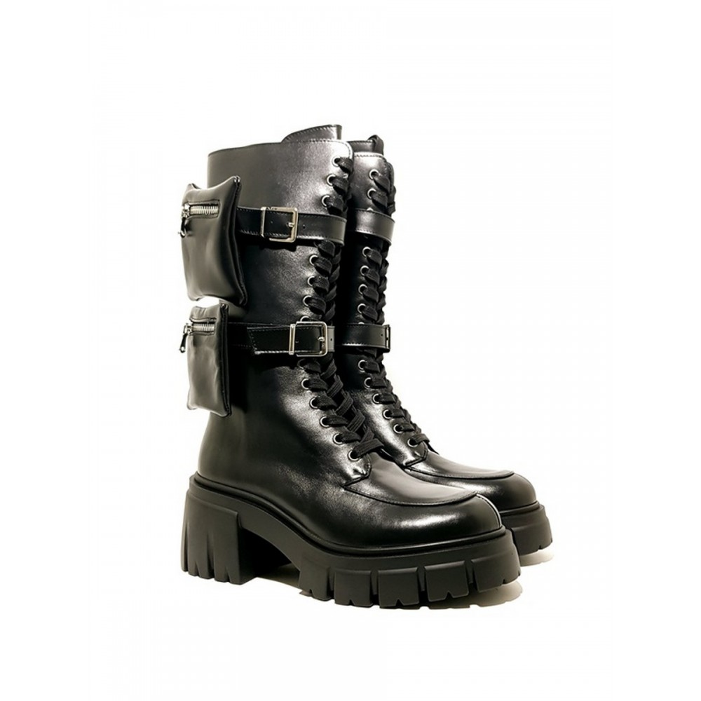 WOMEN BOOT TSAKIRIS-MALLAS L2100870 BLACK LEATHER