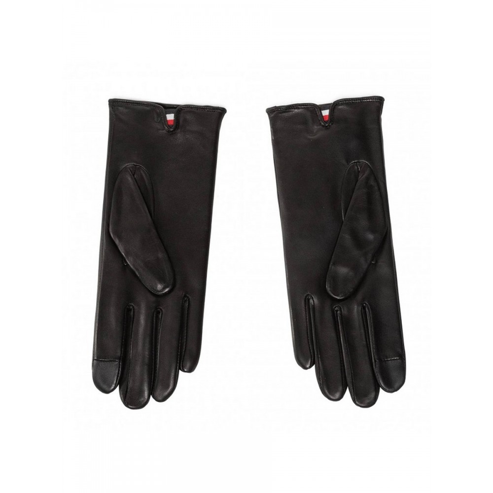 WOMEN GLOVES TOMMY HILFIGER TH GLOVES AW0AW08944-BDS BLACK LEATHER
