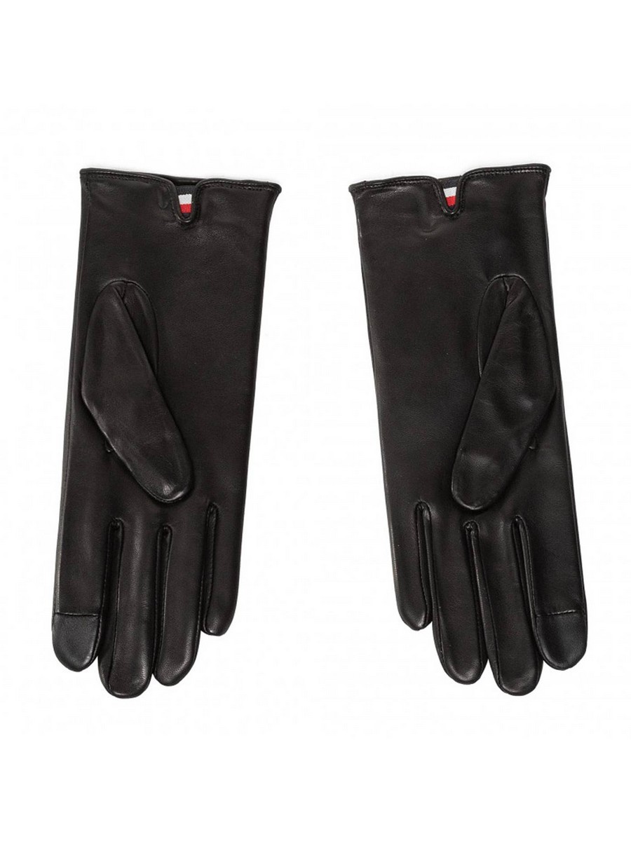 WOMEN GLOVES TOMMY HILFIGER TH GLOVES AW0AW08944-BDS BLACK LEATHER