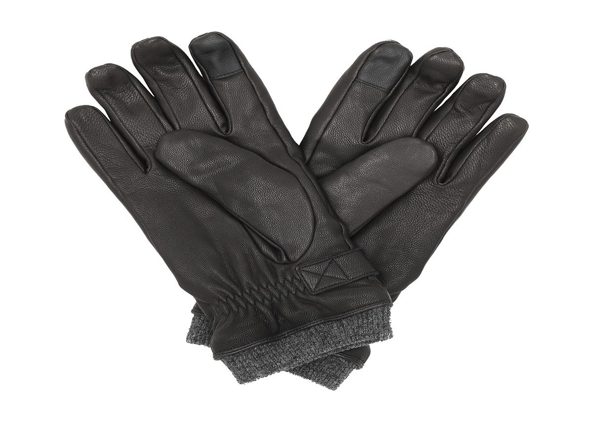 MEN GLOVES TOMMY HILFIGER ELEVATED FLAG LEATHER MIX GLOVES AM0AM06589-BDS BLACK LEATHER