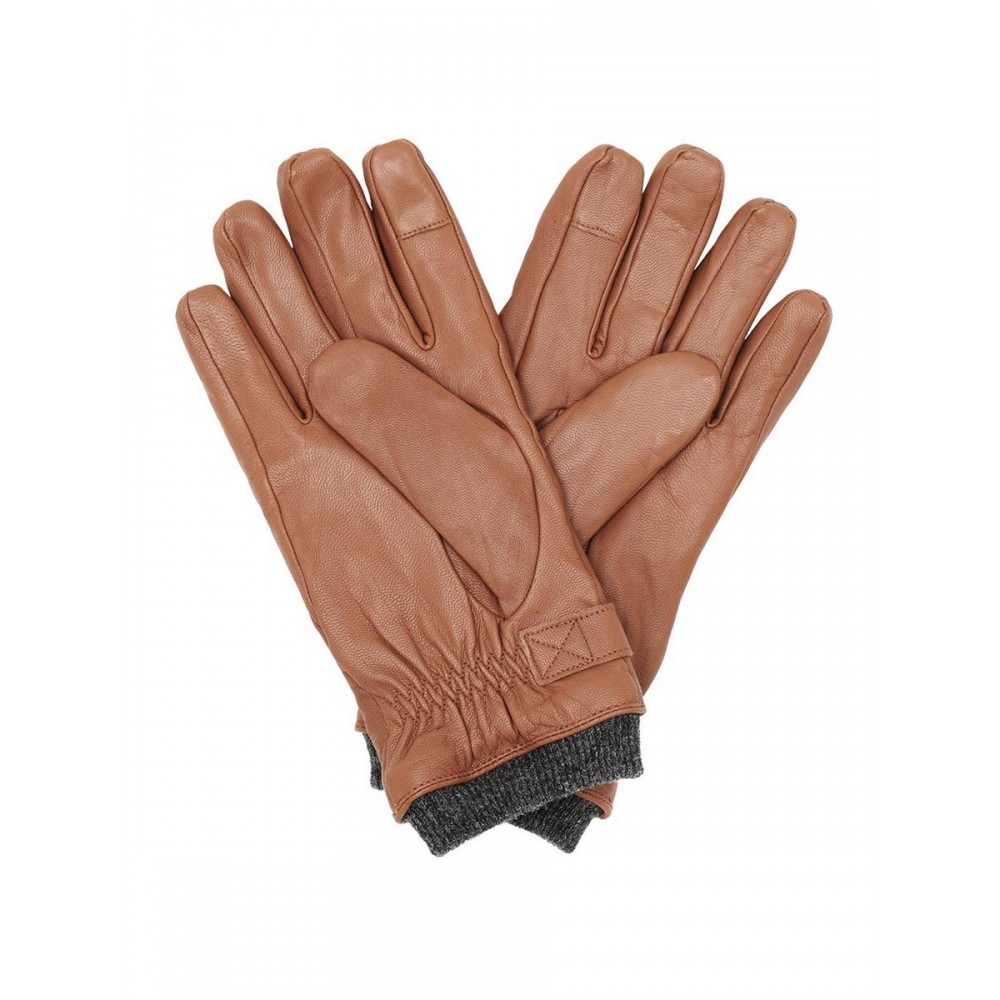 MEN GLOVES TOMMY HILFIGER ELEVATED FLAG LEATHER MIX GLOVES AM0AM06589-0HE BROWN LEATHER