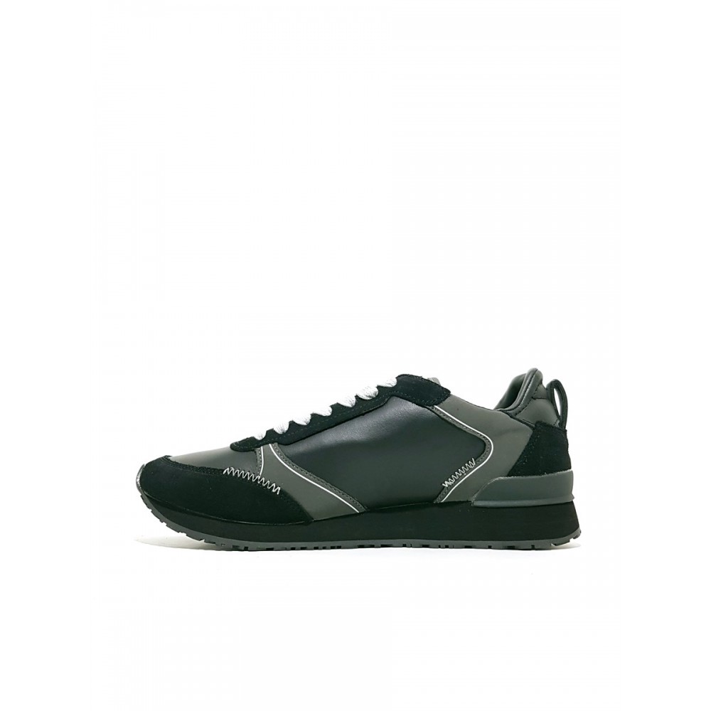 ΜΕΝ SNEAKER GUESS NEW GLORYM BLACK LEATHER