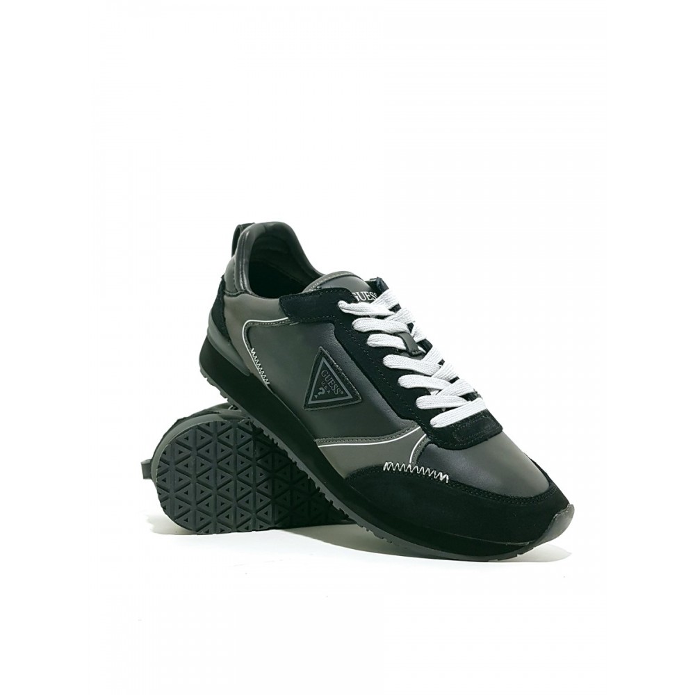 ΜΕΝ SNEAKER GUESS NEW GLORYM BLACK LEATHER