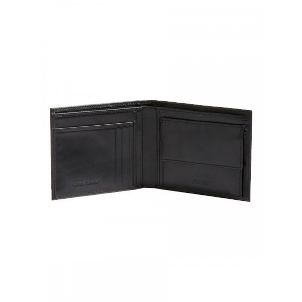 MEN WALLET GUESS CERTOSA SAFFIANO BLACK LEATHER