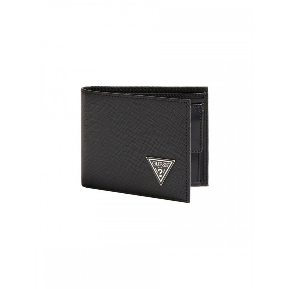 MEN WALLET GUESS CERTOSA SAFFIANO BLACK LEATHER