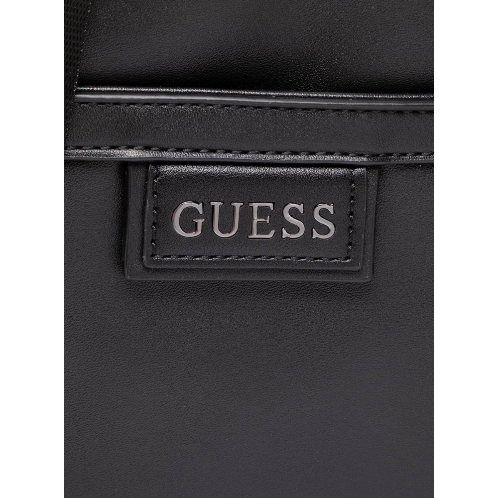 ΑΝΔΡΙΚΟ ΤΣΑΝΤΑΚΙ GUESS SCALA TOP ZIP CROSSBODY FLAT ΜΑΥΡΟ ΣΥΝΘΕΤΙΚΟ