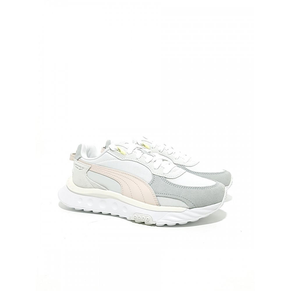 WOMEN SNEAKER PUMA WILD RIDER ROLLIN 381517 01 WHITE LEATHER-FABRIC