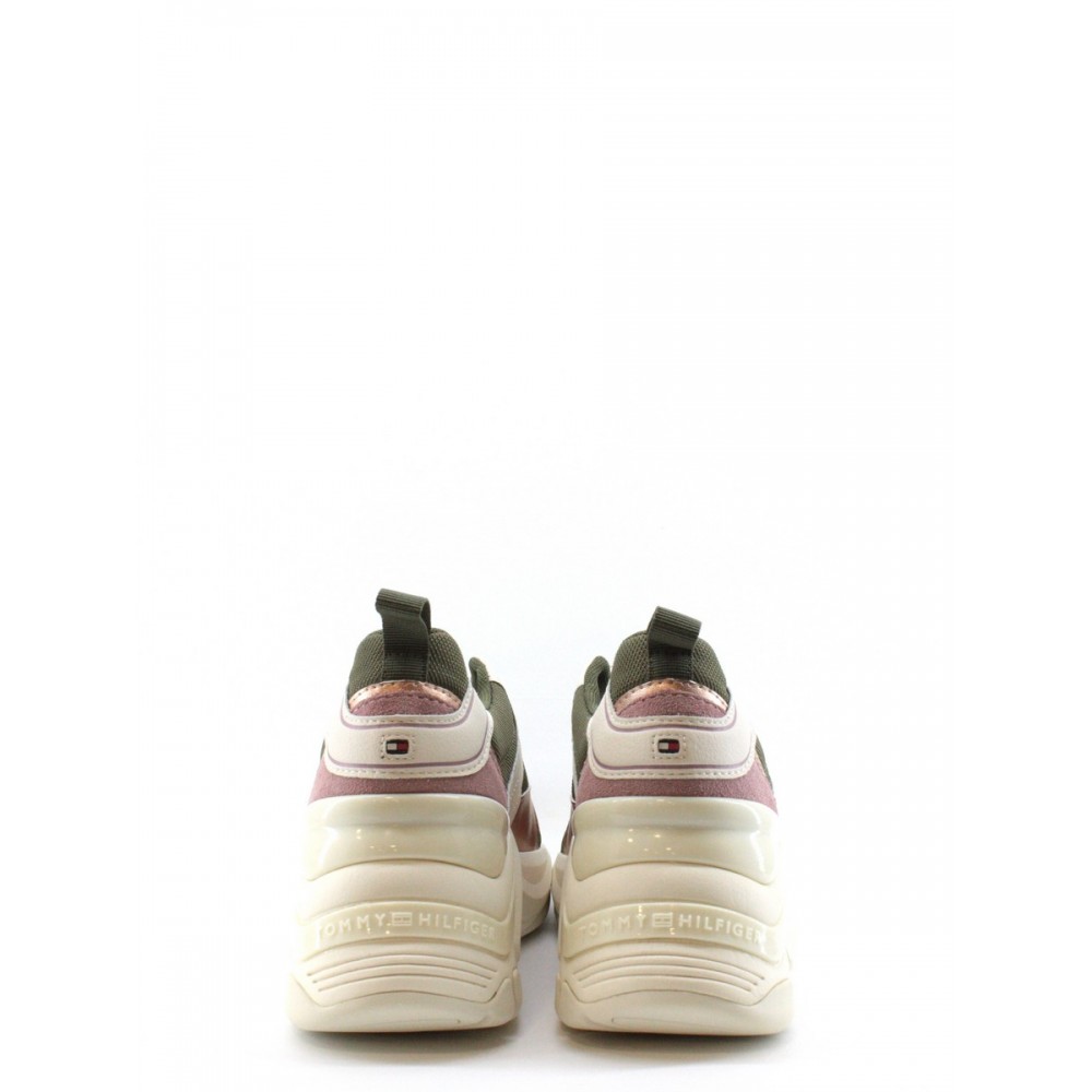 WOMEN SNEAKER TOMMY HILFIGER FASHION WEDGE SNEAKER FW05799-RBN GREEN LEATHER - FABRIC WOMEN SNEAKER TOMMY HILFIGER FASHION WEDGE SNEAKER FW05799-RBN GREEN LEATHER - FABRIC