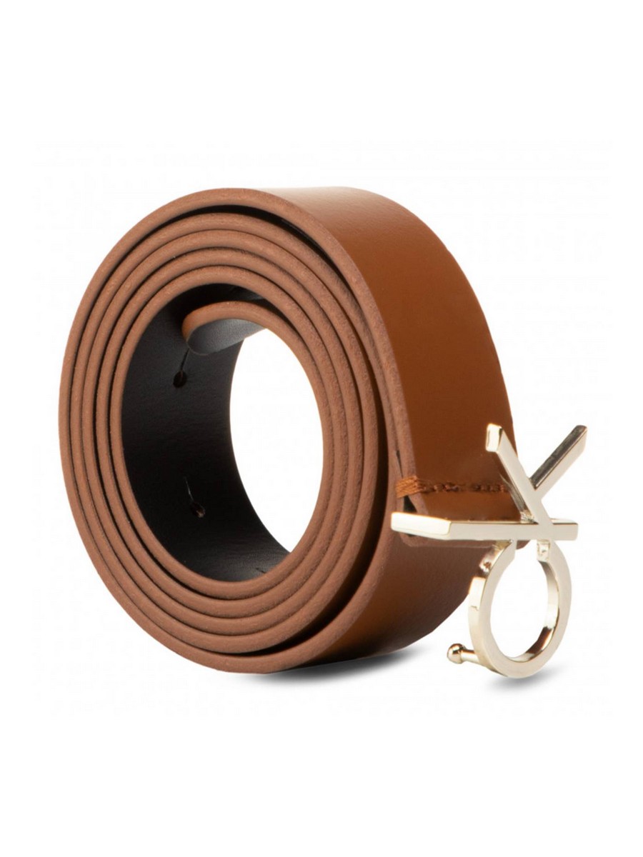 WOMEN BELT CALVIN KLEIN LOW FIX BELT 3.0 K60K606716-GBN BROWN LEATHER