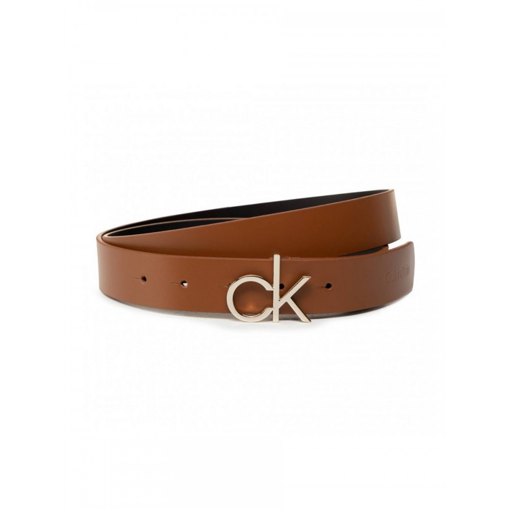 WOMEN BELT CALVIN KLEIN LOW FIX BELT 3.0 K60K606716-GBN BROWN LEATHER