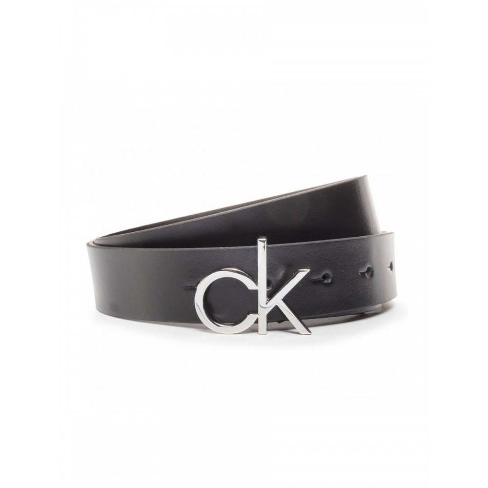 WOMEN BELT CALVIN KLEIN LOW FIX BELT 3.0 K60K606716-BAX BLACK LEATHER