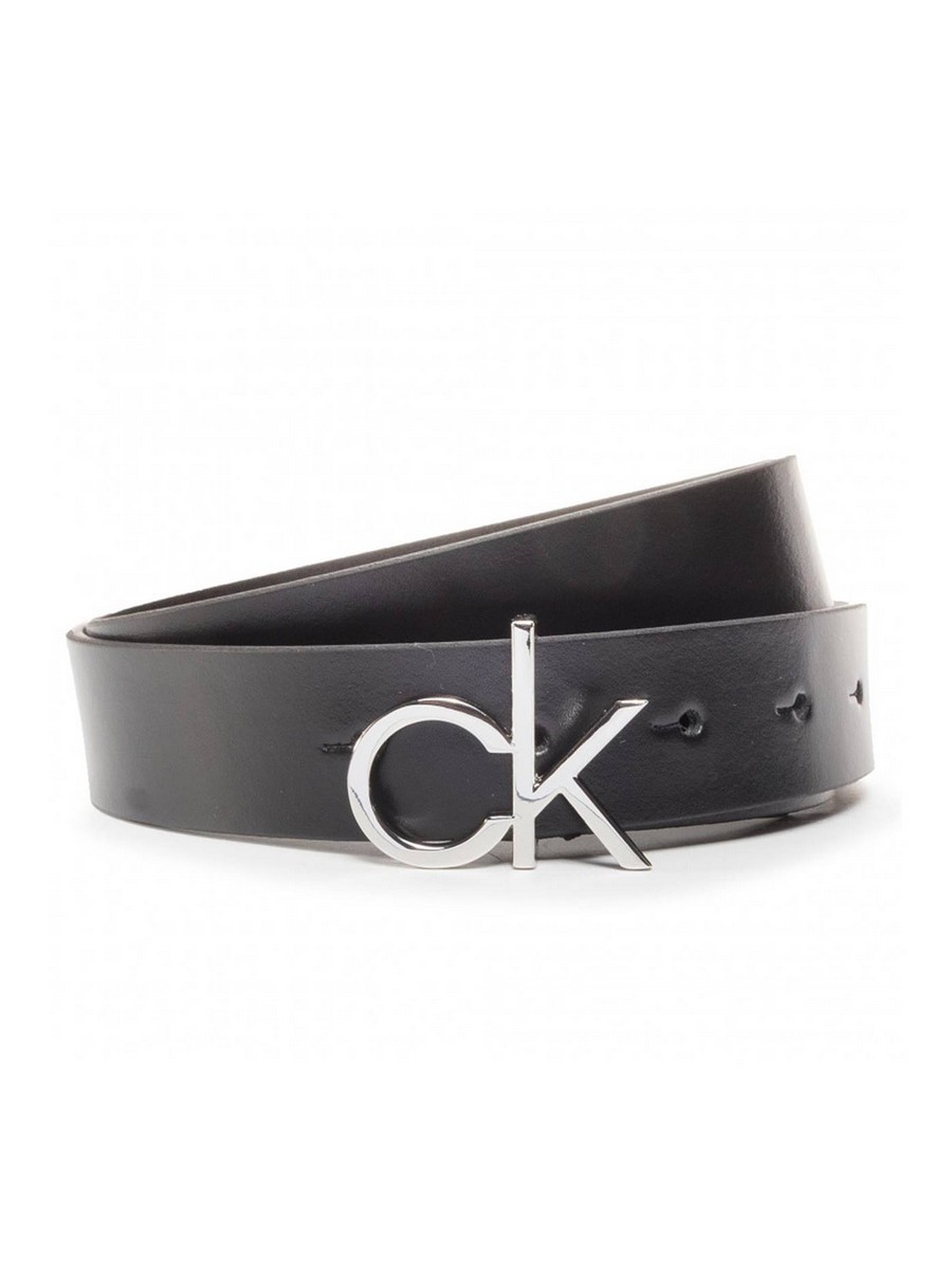 WOMEN BELT CALVIN KLEIN LOW FIX BELT 3.0 K60K606716-BAX BLACK LEATHER