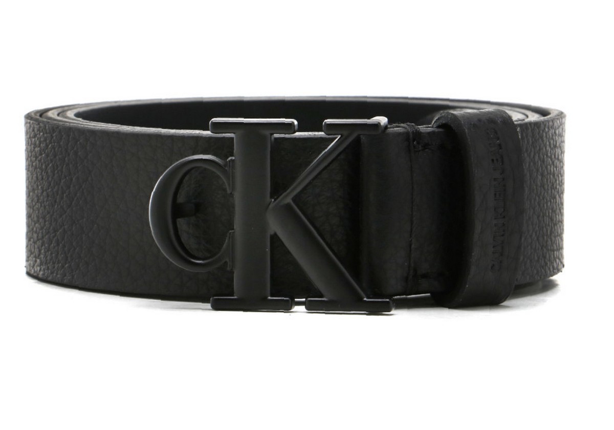 WOMEN BELT CALVIN KLEIN MONO HARDWEAR ROUND BUCKLE 30MM K60K608783-BDS BLACK LEATHER