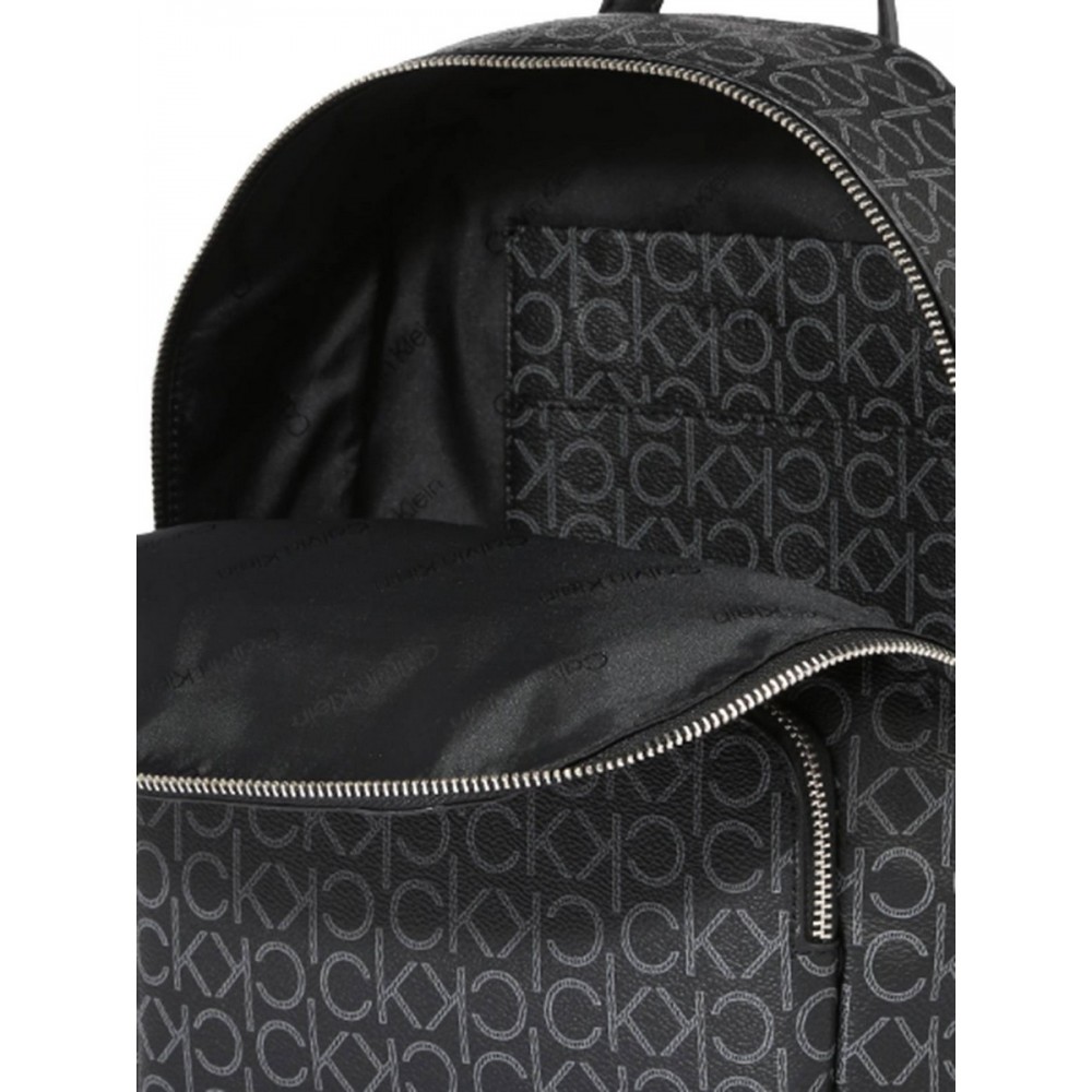WOMEN BAG CALVIN KLEIN CK MUST CAMPUS BP W/PCKT MD MONO K60K608625-0GJ BLACK SYNTHETIC