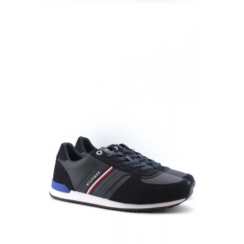 MEN SNEAKER TOMMY HILFIGER ICONIC RUNNER LEATHER MIX FM0FM3743-DW5 BLUE LEATHER MEN SNEAKER TOMMY HILFIGER ICONIC RUNNER LEATHER MIX FM0FM3743-DW5 BLUE LEATHER