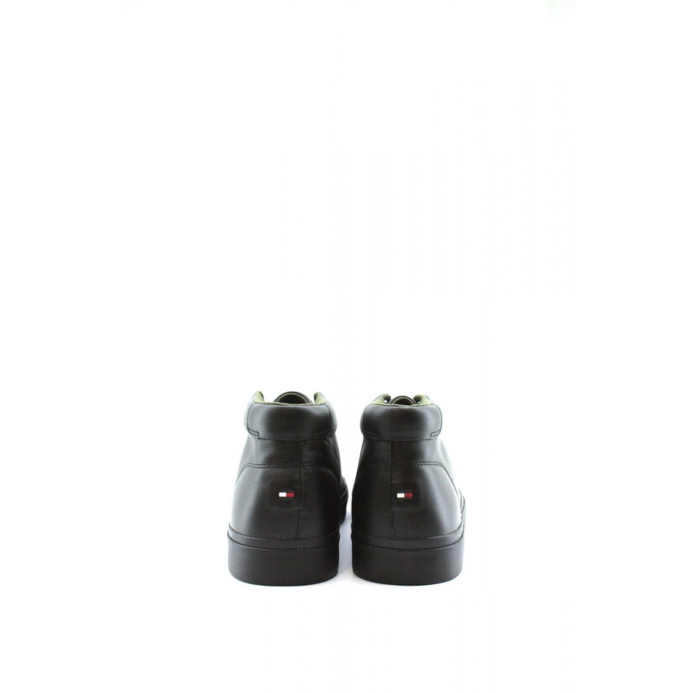 MEN SNEAKER ΒΟΟΤΙΕ TOMMY HILFIGER CORPORATE HIGH MODERN VULC LEATHER FM0FM03740-BDS BLACK LEATHER MEN SNEAKER ΒΟΟΤΙΕ TOMMY HILFIGER CORPORATE HIGH MODERN VULC LEATHER FM0FM03740-BDS BLACK LEATHER