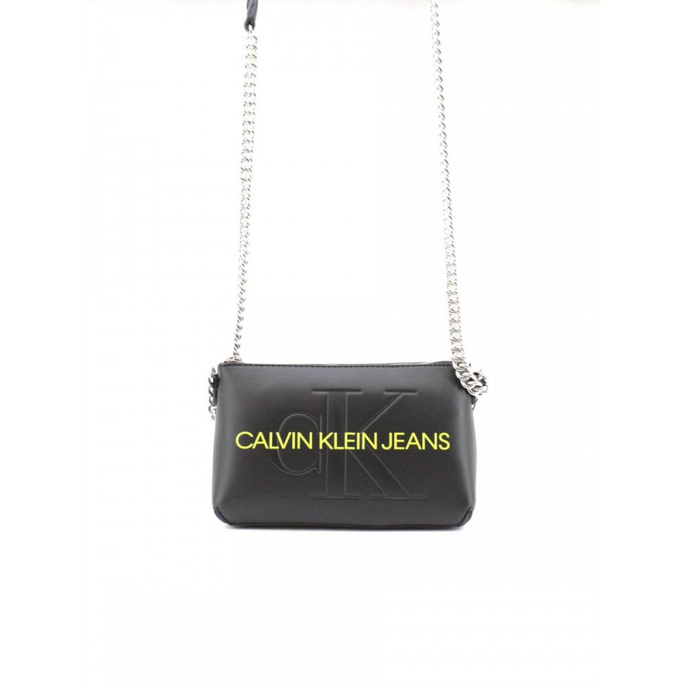 WOMEN BAG CALVIN KLEIN SCULPTED CAMERA POUNCH W/CHA MONO K60K608688-BDS BLACK SYNTHETIC