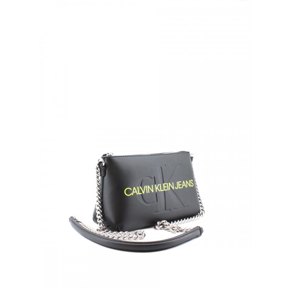 WOMEN BAG CALVIN KLEIN SCULPTED CAMERA POUNCH W/CHA MONO K60K608688-BDS BLACK SYNTHETIC