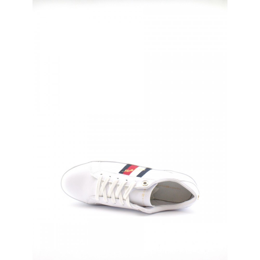 ΓΥΝΑΙΚΕΙΟ SNEAKER TOMMY HILFIGER TOMMY MONOGRAM CASUAL SNEAKER FW05212-YBR ΑΣΠΡΟ ΔΕΡΜΑ