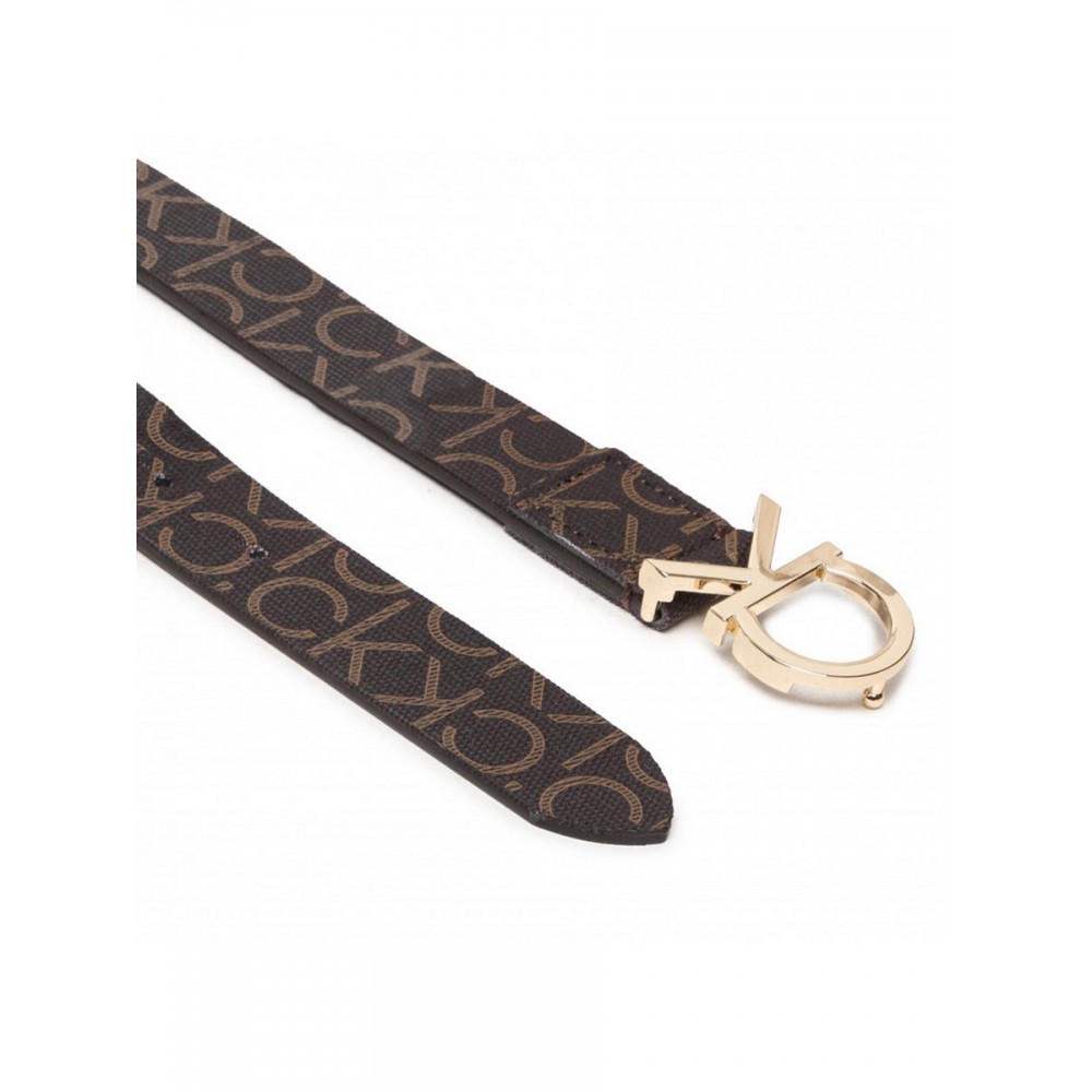 BROWN Z WOMEN CALVIN MONO A LEATHER KLEIN REV LOGO N CK O BELT R MIX - A K60K608476-0HH S 30MM BELT