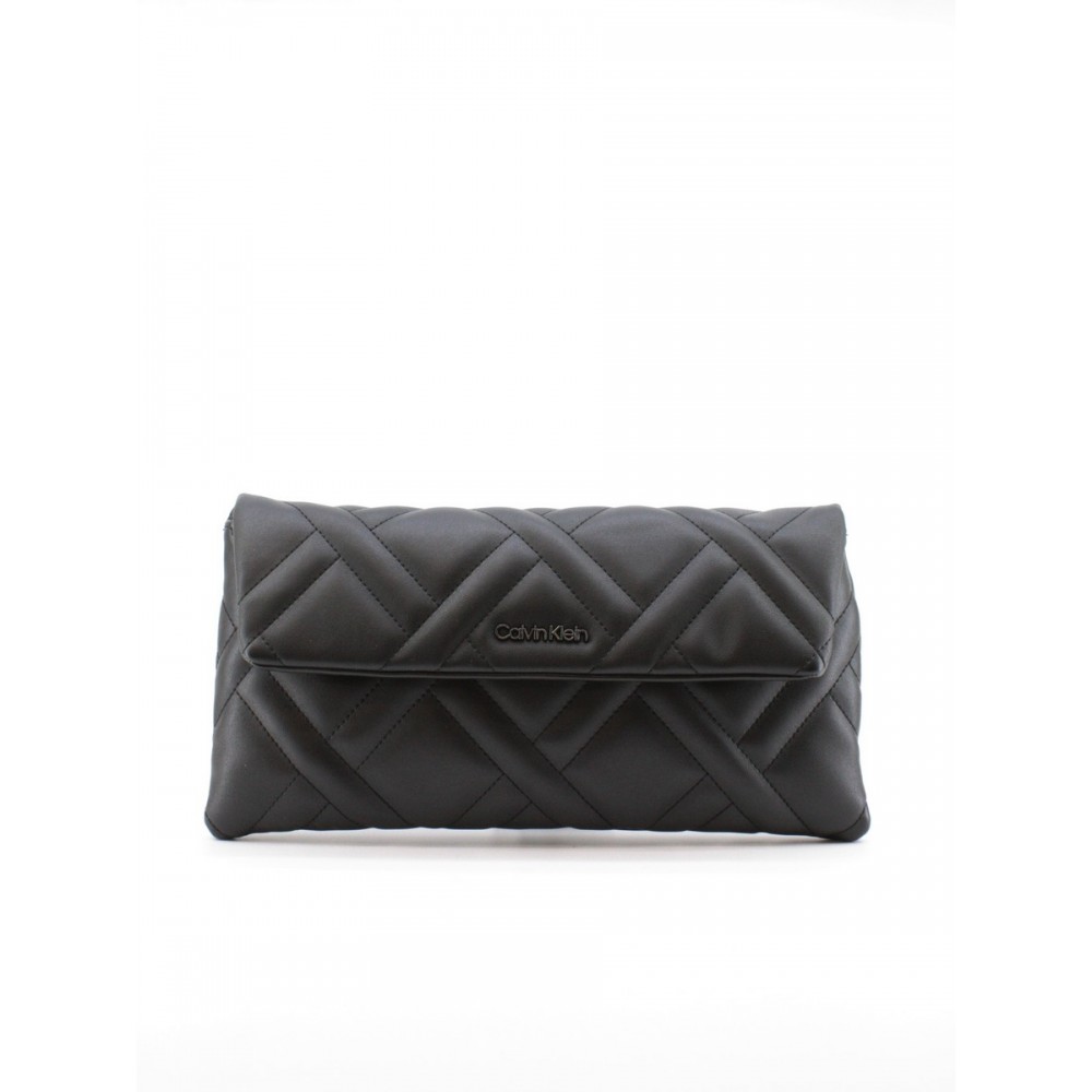 WOMEN BAG CALVIN KLEIN CK QUILT CLUTCH MD K60K608447-BAX BLACK SYNTHETIC