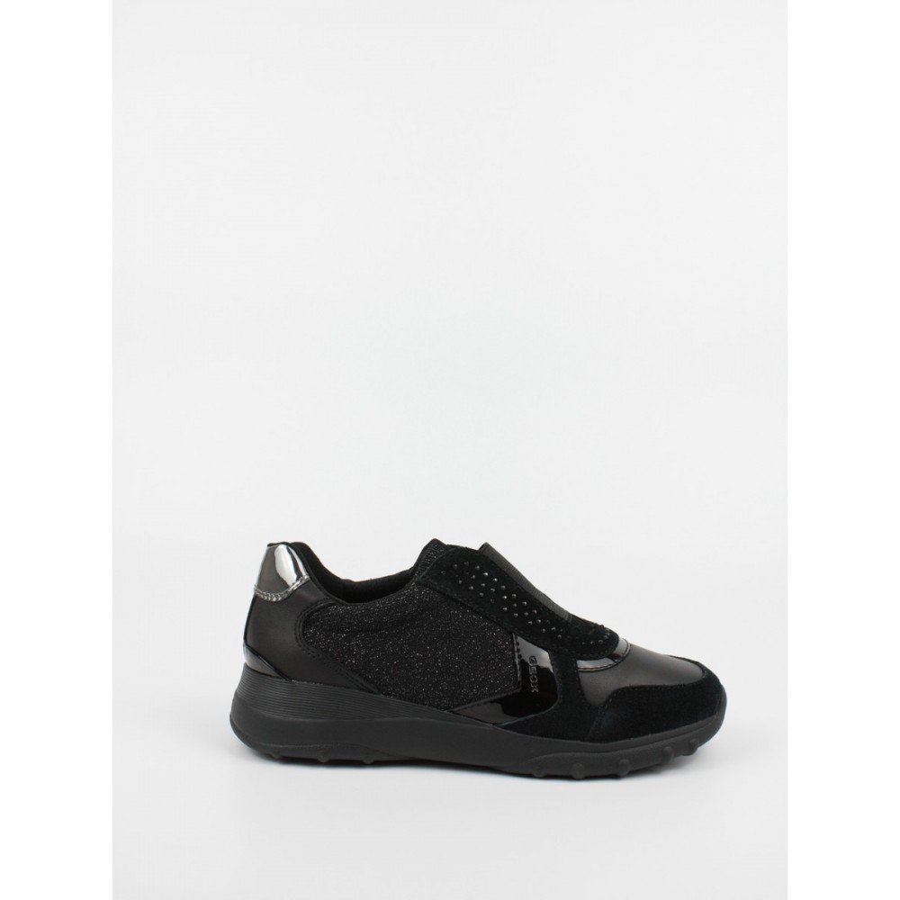 Women Sneaker Geox Alleniee D D16LPD Black Leather-Text-Synthetic