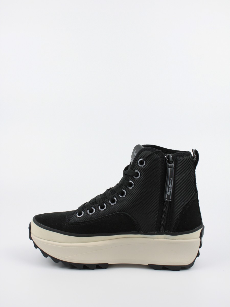 Women Sneaker Boot Pepe Jeans Woking City PLS31275-999 Black Leather-Text