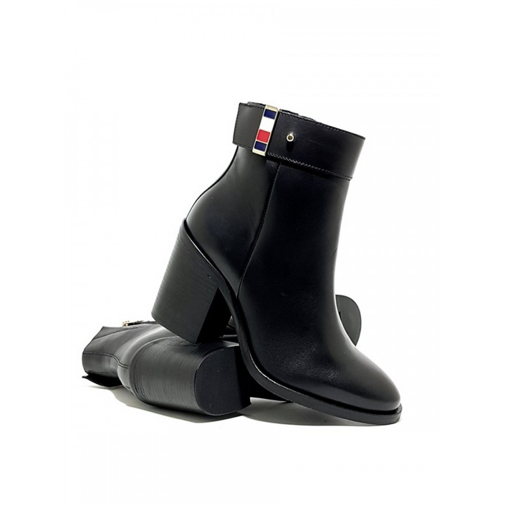 Γυναικείο Μποτάκι Tommy Hilfiger Corporate Hardwear Bootie FW0FW04488-BDS Μαύρο Δέρμα