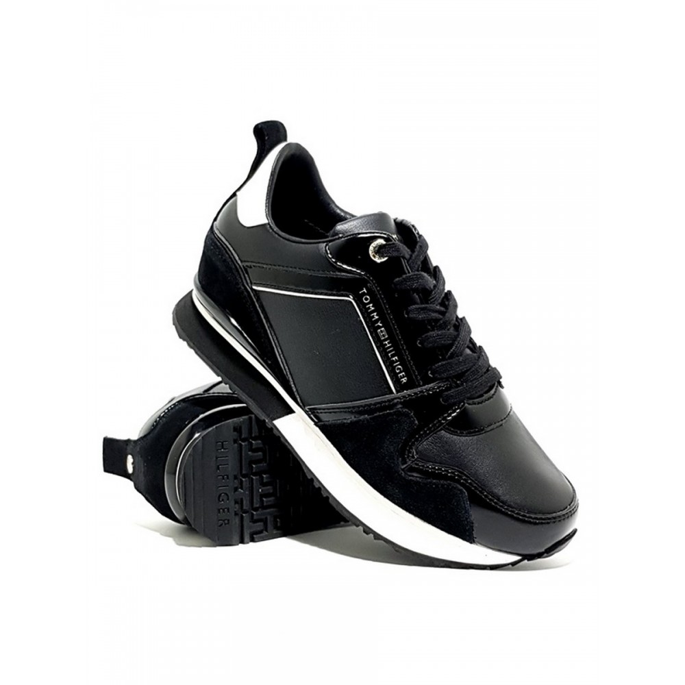 Γυναικείο Sneaker Tommy Hilfiger Leather Wedge Sneaker FW0FW04420-990 Μαύρο Δέρμα